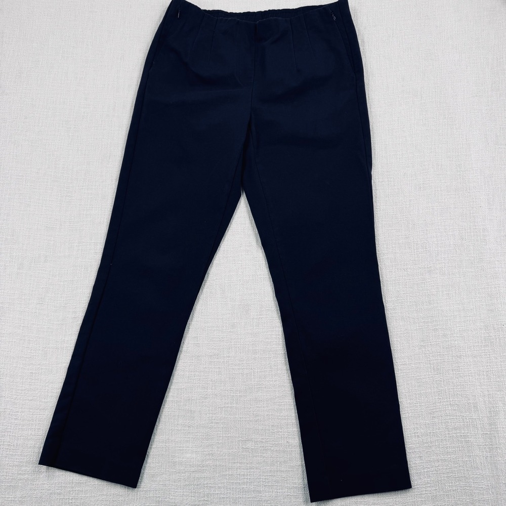 J. Jill Navy Blue Tencel Twill Pull On Pants Zip‎ Pockets Women 8 Stretch Office